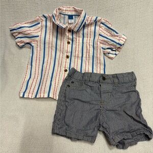 Wrangler Blue and White Striped Jeans and Old Navy shirt